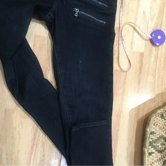 PAIGE double zipper edgy goth dark wash skinny jeans size 25 - Picture 2 of 5